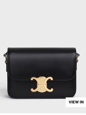 Celine Teen Triomphe in Black Shiny Calfskin